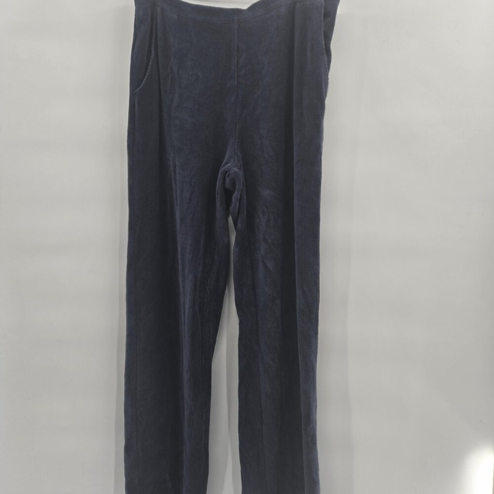 LL Bean Women's Blue Perfect Fit Cotton Knit Corduroy Straight-Leg Size Med Tall